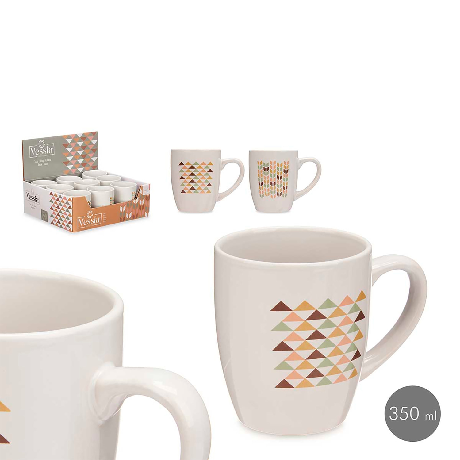 PACK 2 TAZZE PORCELLANA 350 ML GEOMETRIC SURT 2 design