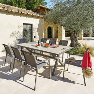 Table de jardin "Axiome" praline & marron 8 places en aluminium
