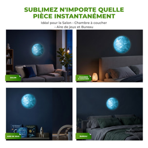 Stickers Muraux décoration adhésifs Terre phosphorescente bleue 30cm