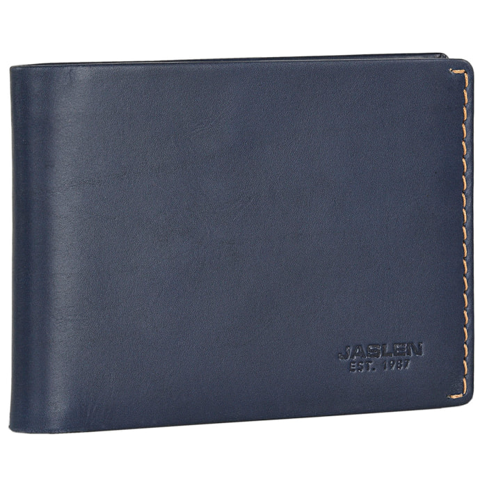 Cartera Hombre Piel Jaslen Lyon Azul Marino-Camel