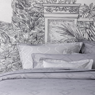 Housse de couette imprimée en jacquard de coton bio, RIVOLI, Bleu