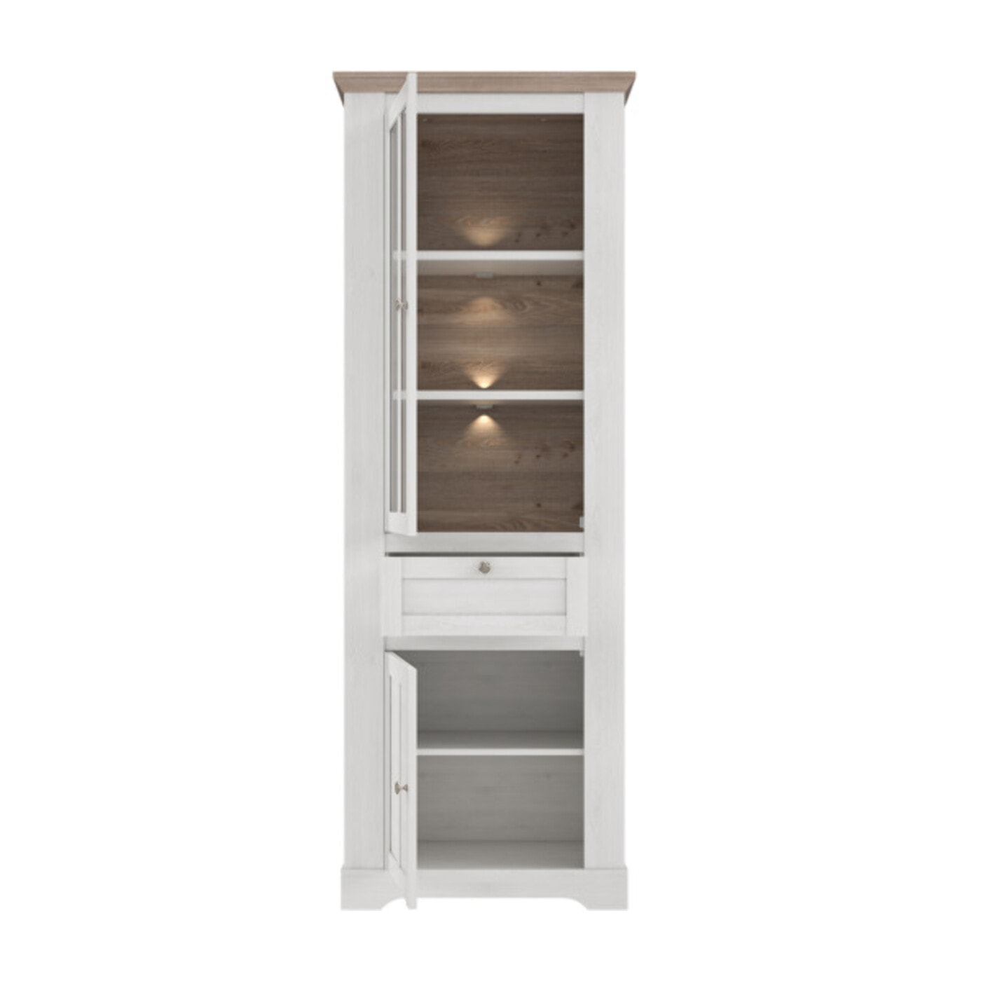 Vitrine en bois effet chêne clair blanchi L75cm - ILONA