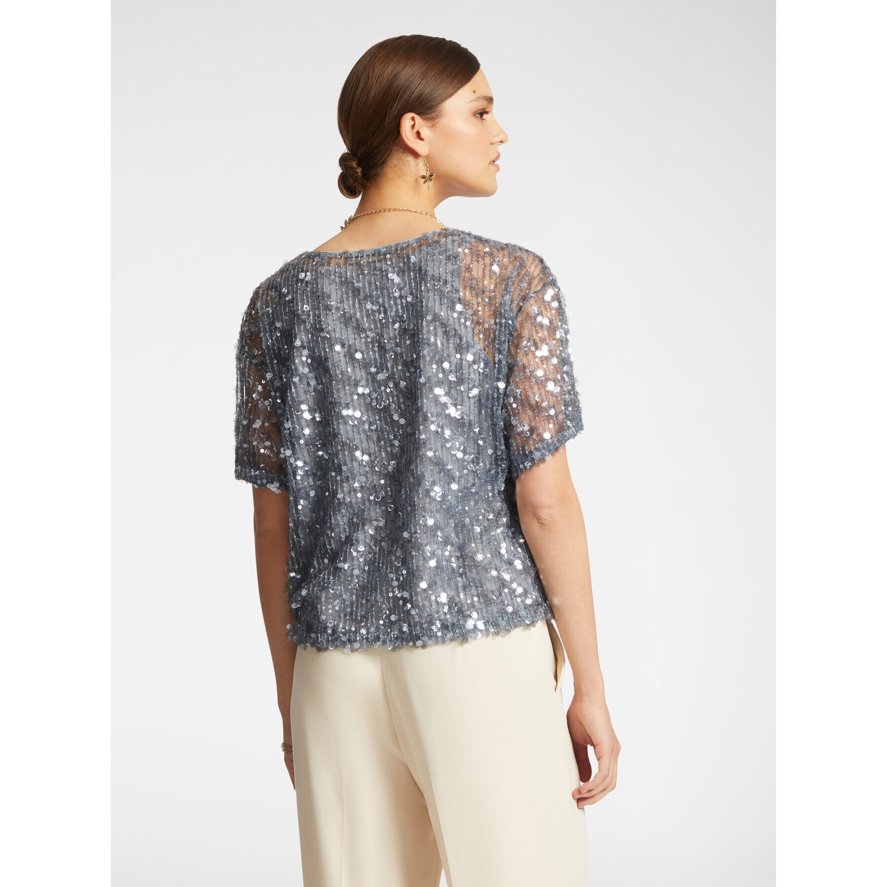 Elena Mirò - Blusa de lentejuelas - Gris