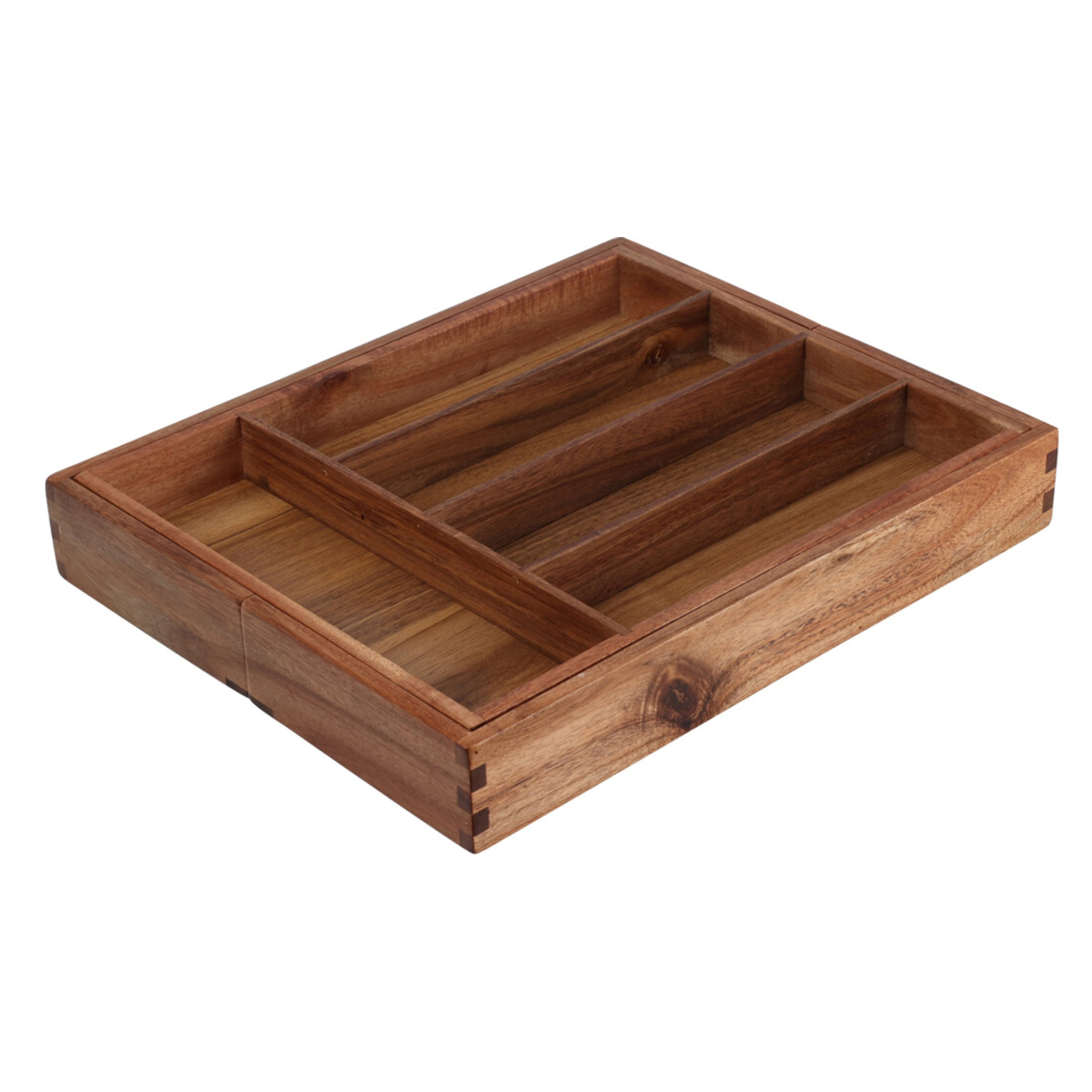 Bandeja para cubiertos de madera de acacia extensible organizador elegante y funcional