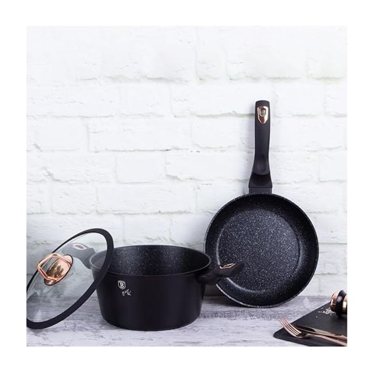 Batterie de cuisine 4 pièces Rose Noir BerlingerHaus BH-7741T