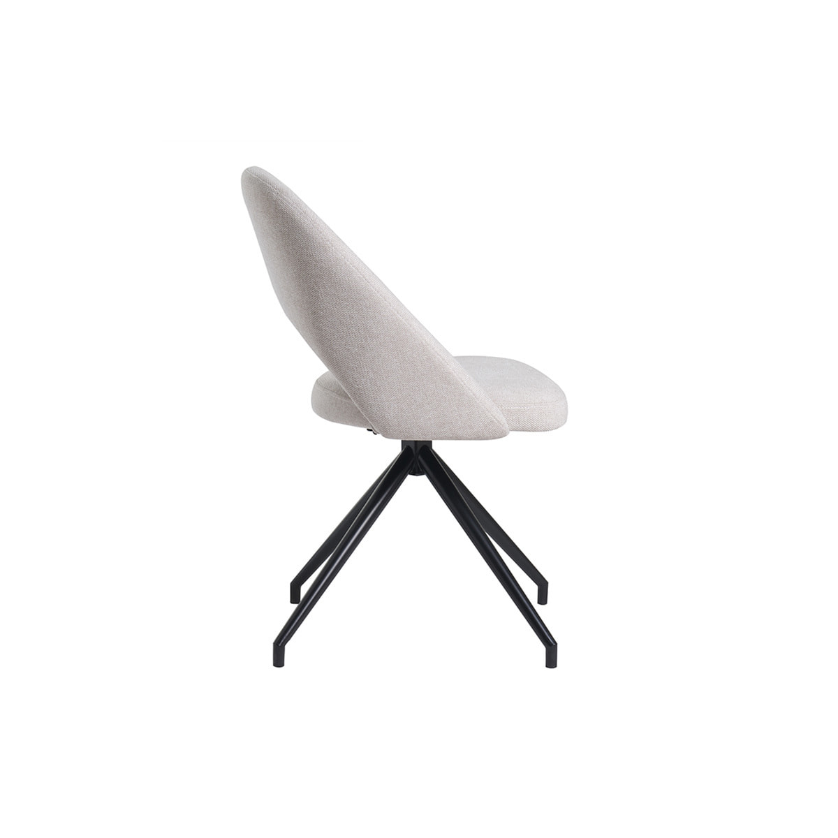 Chaise pivotante 360° en tissu effet velours texturé beige et métal noir COSETTE