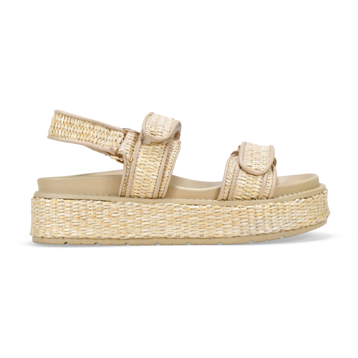 Sandalias plataforma beige en esparto