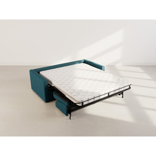 Julia - canapé lit 3 places convertible express couchage quotidien 140 cm matelas 14 cm en tissu - Bleu