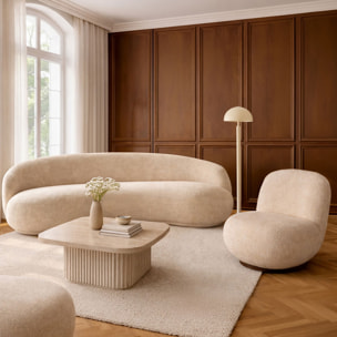 Fauteuil pivotant en velour crème  MARLO