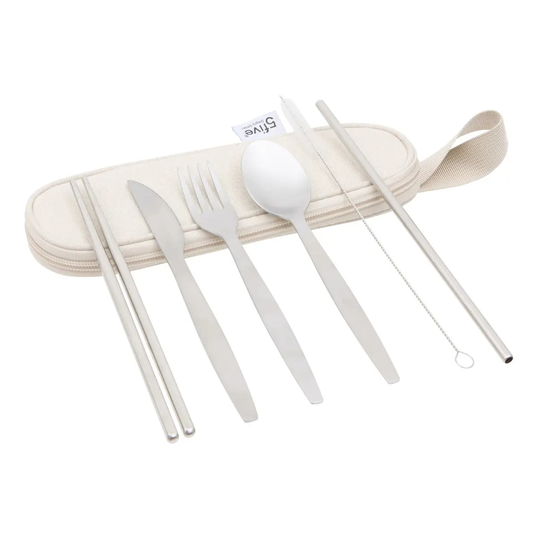 Couverts de voyage 5 pièces beige