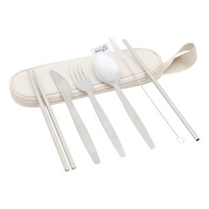 Couverts de voyage 5 pièces beige