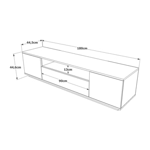 Mobile porta TV Dpierott, Credenza da soggiorno, Armadio basso per TV, Base parete attrezzata, 180x45h45 cm, Quercia e Antracite