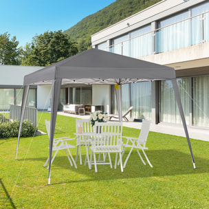 Carpa Plegable 2,4x2,4m Cenador de Jardín Impermeable Diseño Pop Up de Acero y Cubierta de Tela Oxford Gazebo para Exterior Gris