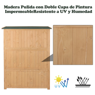 Cobertizo de Madera Caseta Exterior Armario Herramientas de Jardinería 2 Puertas