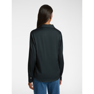 Elena Mirò - Camicia in raso stretch - Blu