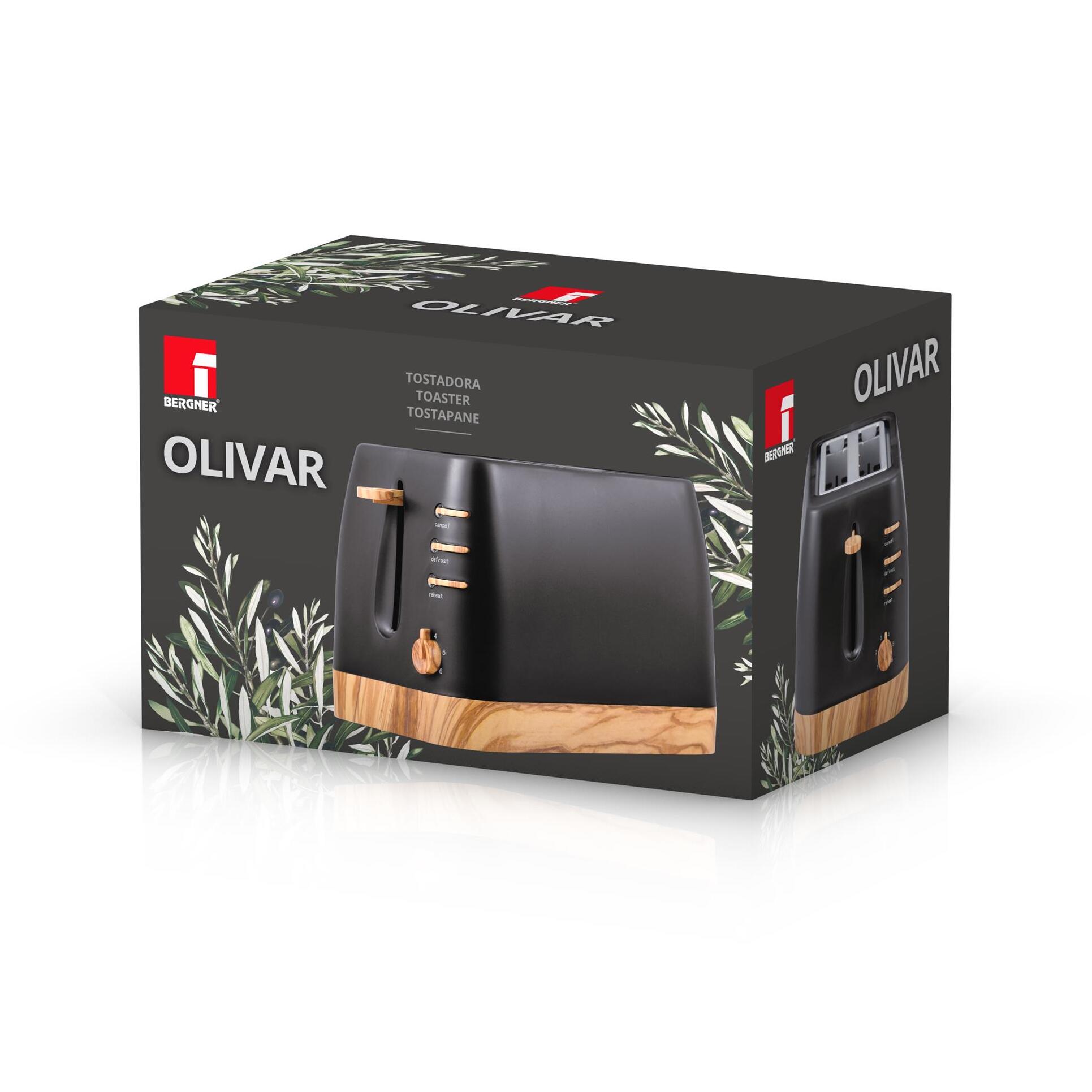 Tostadora olivar para 2 rebanadas 870w con 6 niveles de tostado