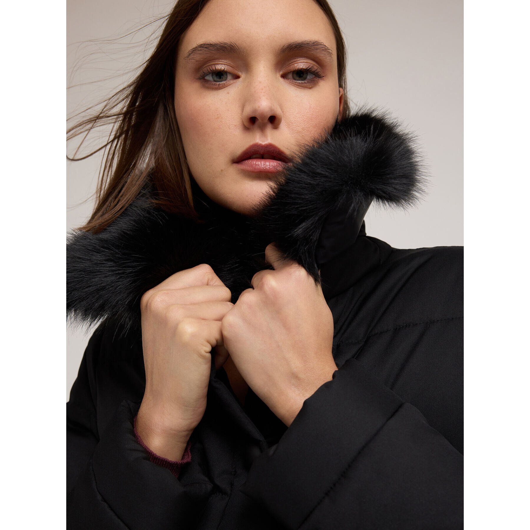 Motivi - Plumífero largo con cuello alto - Negro