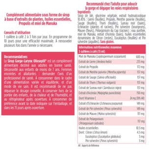 OLIOSEPTIL - Sirop gorge-larynx - Association d'extraits et d'Huile Essentielles de plantes - Apaise les voies respiratoires - Aide à lutter contre les refroidissements - 125 ml