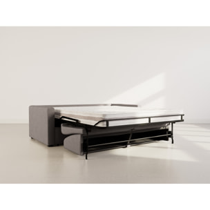 Julia - canapé lit 3 places convertible express couchage quotidien 140 cm matelas 18 cm en tissu - Gris