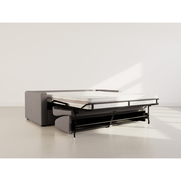 Julia - canapé lit 3 places convertible express couchage quotidien 140 cm matelas 18 cm en tissu - Gris