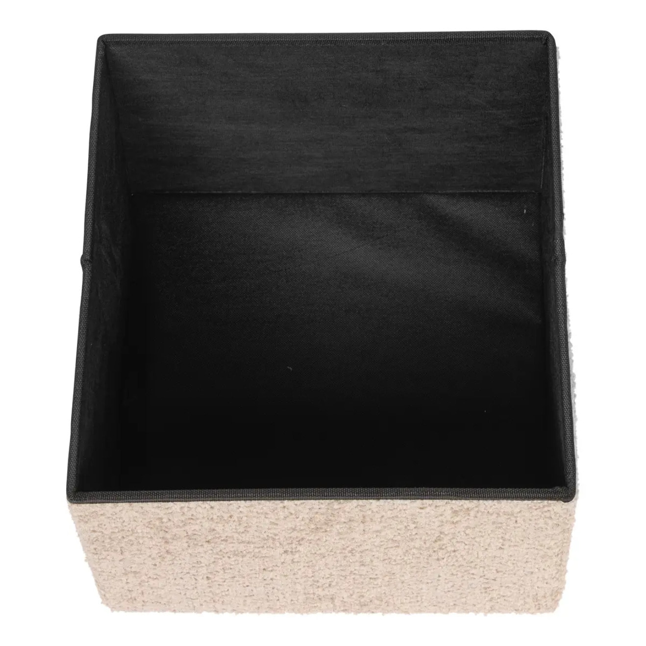 Pouf Pliable Coffre Soana en bouclette Beige foncé 38x38cm