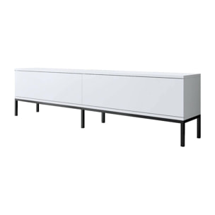 Mobile porta TV Dpetrell, Credenza da soggiorno, Armadio basso per TV, Base parete attrezzata, 180x30h47 cm, Bianco e Nero