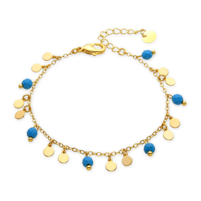 Pulsera de Turquesa acabada en oro amarillo de 18k