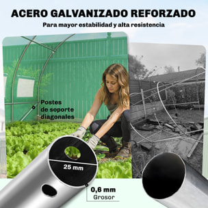 Invernadero de Exterior 6x3x2 m, Invernadero de Túnel con Puerta con Bisagras, Ventanas de Malla, Cubierta PE 140g/m² y Marco de Acero Galvanizado, Anti-UV, Impermeable, para Cultivos, Verde