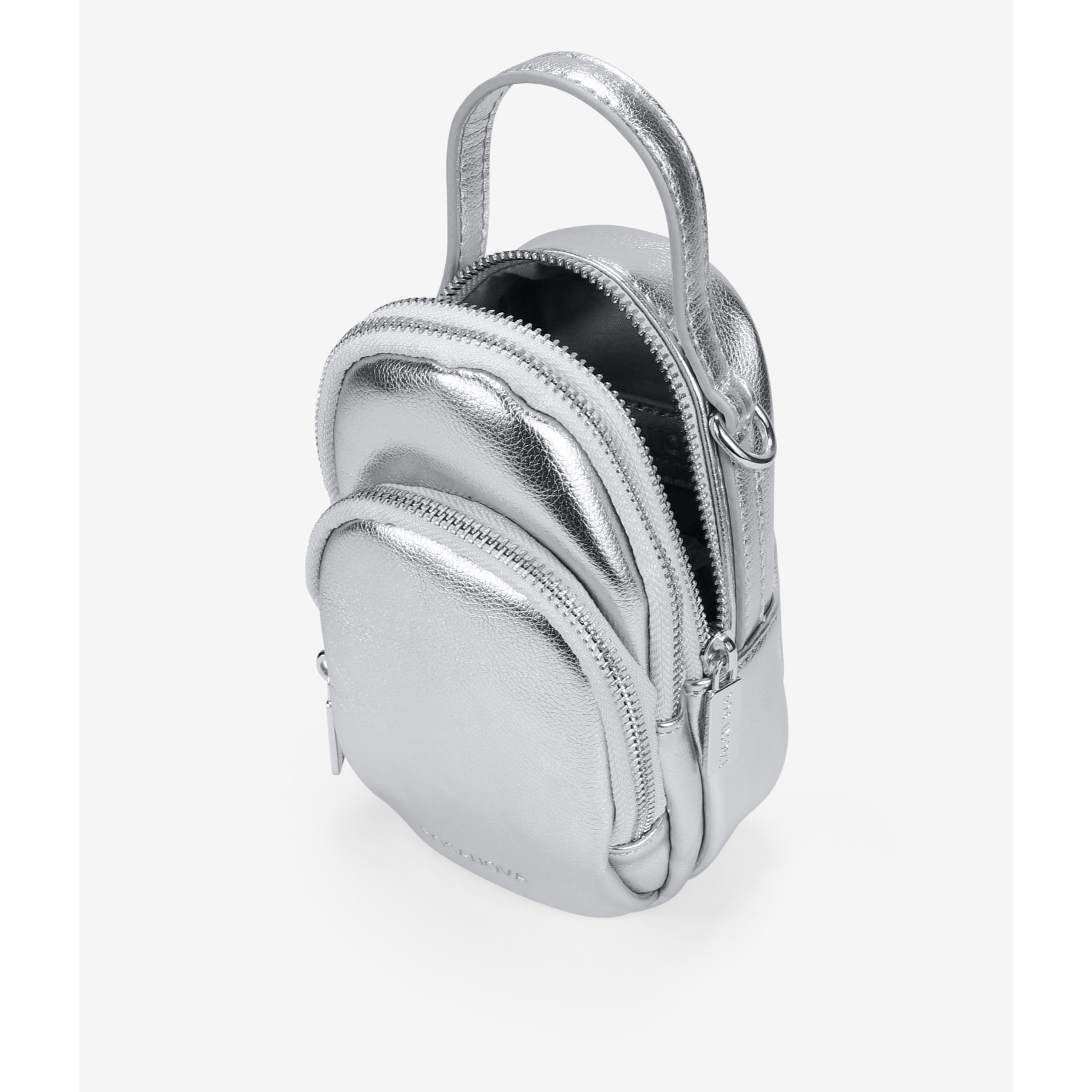 Bolso para móvil plateado con cremallera