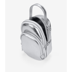 Bolso para móvil plateado con cremallera