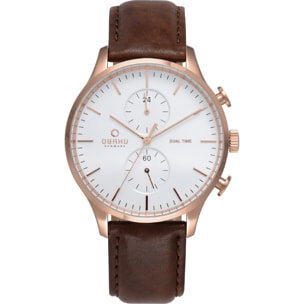 Orologio OBAKU bianco-pelle marrone