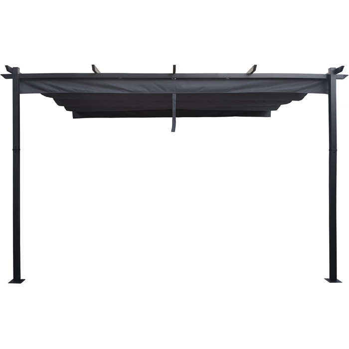 Pergola adossée en aluminium avec toit rétractable-  3 x 4 m -  Gris