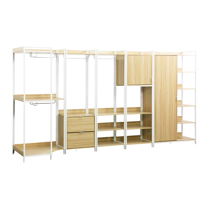 Kit dressing modulable blanc avec 5 éléments. L 360 x P 48 x H 190