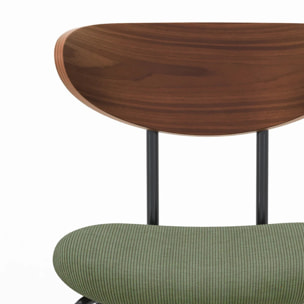 Lot de 2 chaises en velours côtelé vert kaki et dossier en noyer - Jade