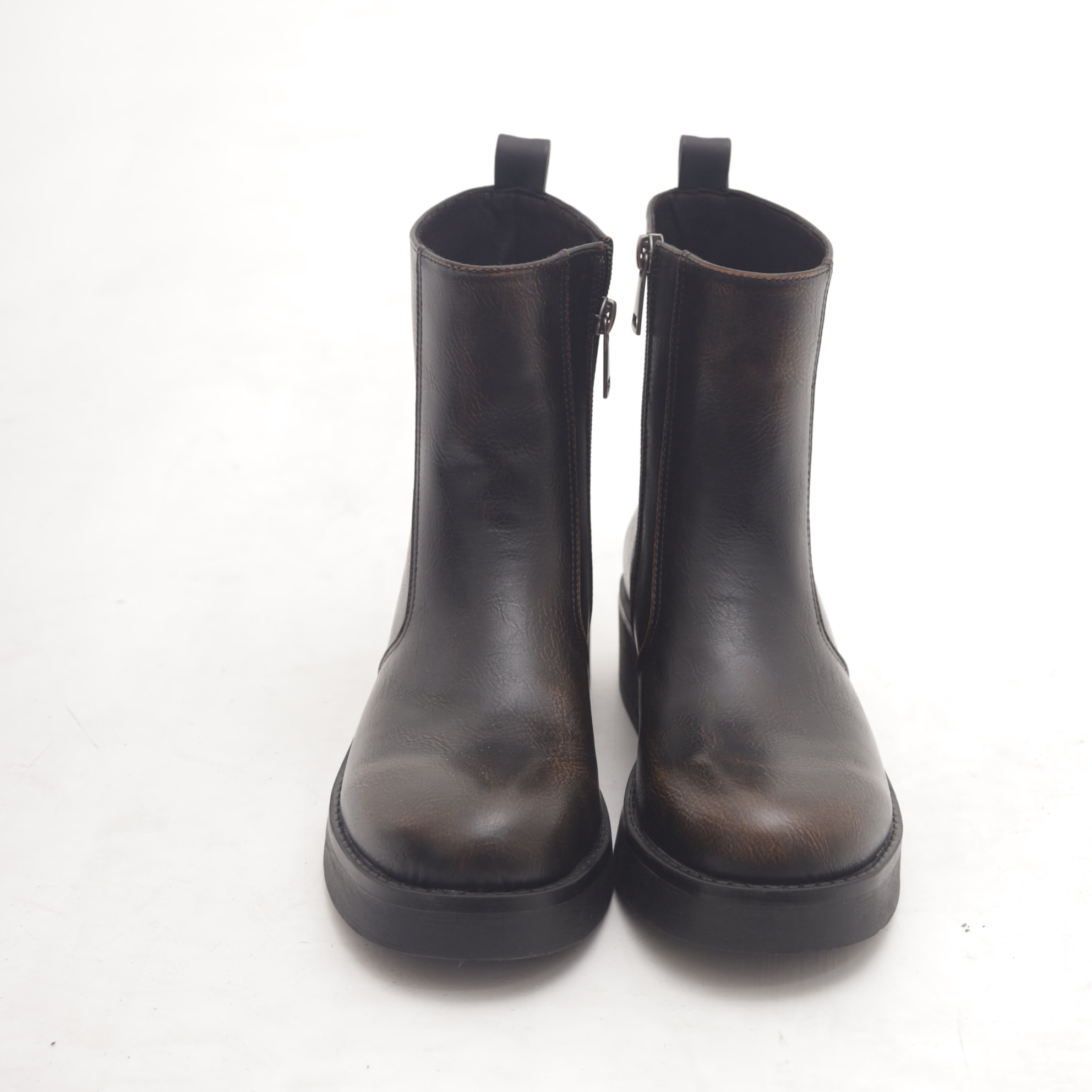 STIVALETTO BIKER BASSO LISCIO MARRONE