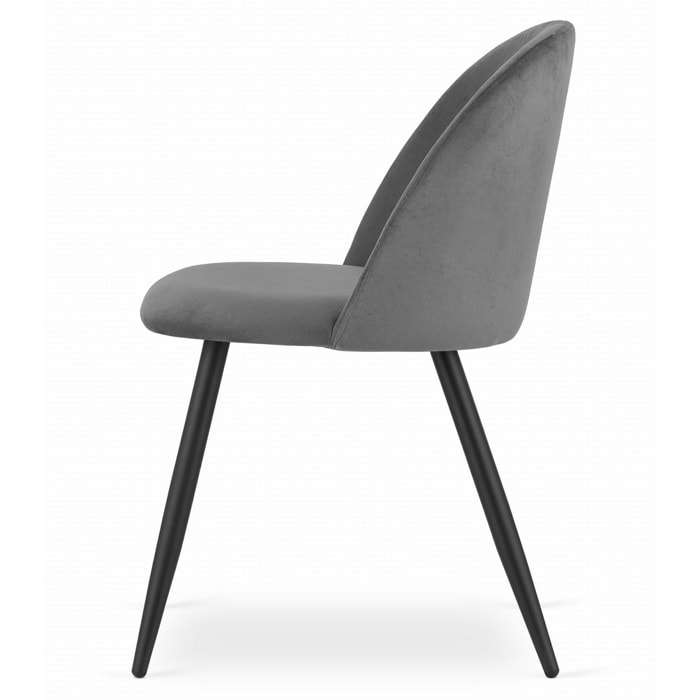 Sedia di design Bello in velluto grigio scuro e gambe nere