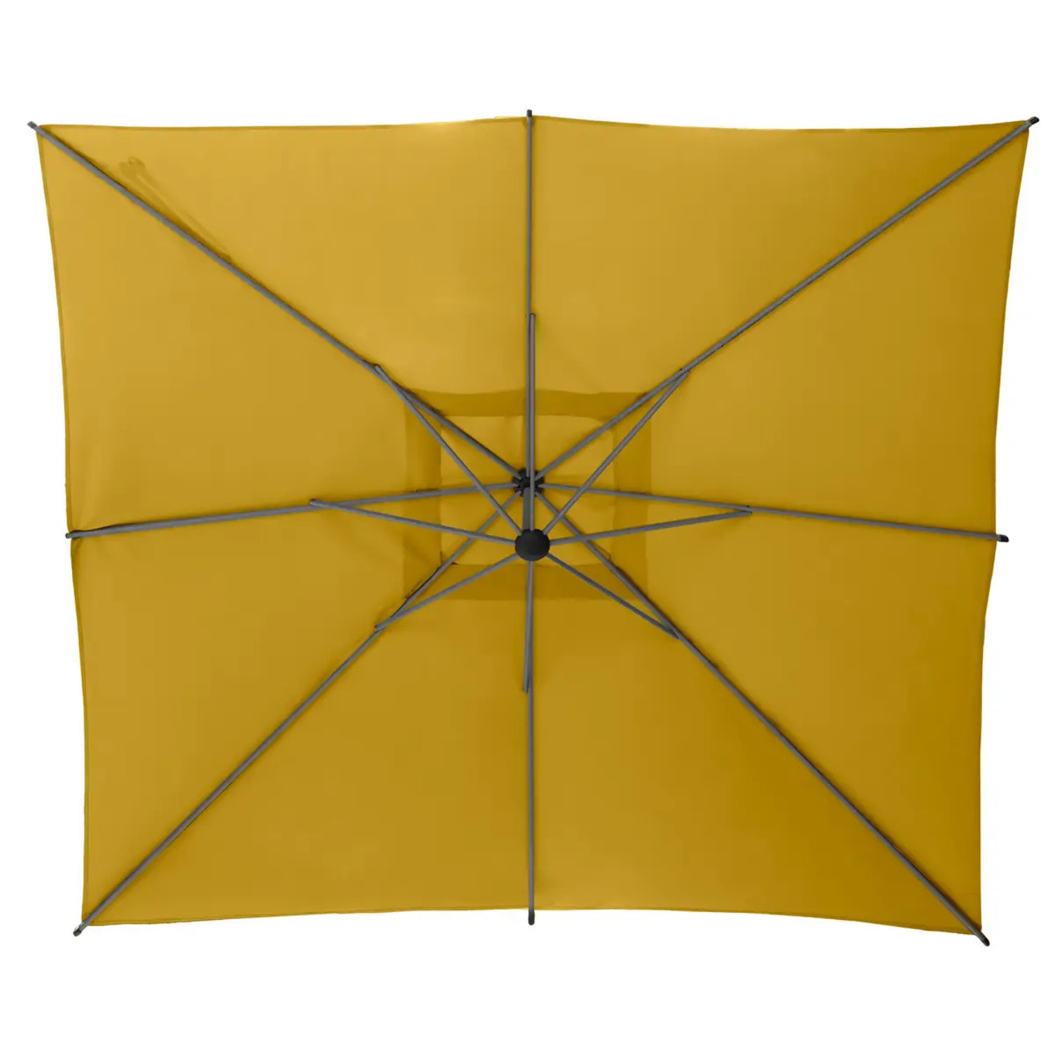 Parasol déporté carré "Manoa" jaune moutarde D2,5x2,5m en acier