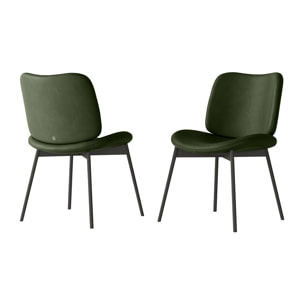 SET DI 2 SEDIE MAKO - STRUTTURA GRIGIO CARBONE, PELLE VERDE SCURO