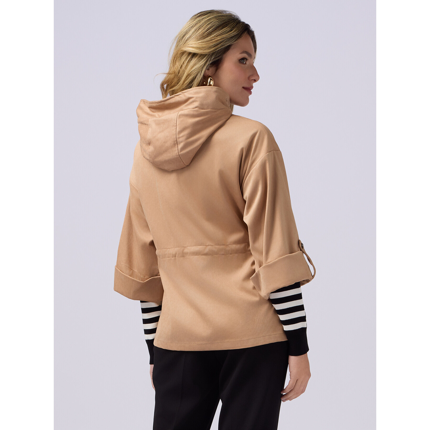 Oltre - Parka corta efecto ante - Beige