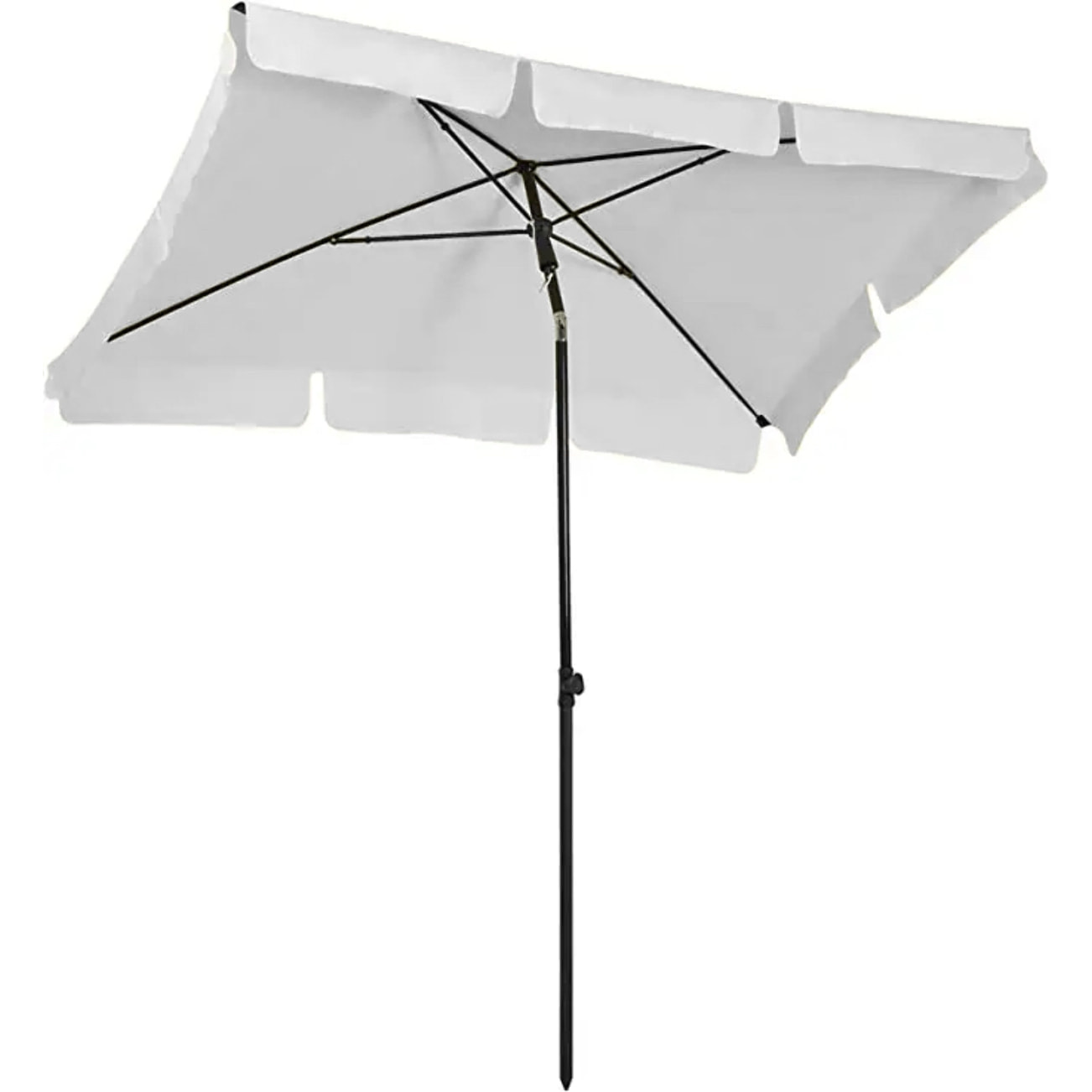 Ombrellone Rettangolare Da Giardino Parasole Balcone Inclinazione Regolabile Anti UV Impermeabile Per Mare Spiaggia Piscina Terrazzo 198x125 Cm Bianco