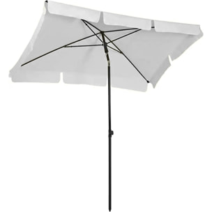 Ombrellone Rettangolare Da Giardino Parasole Balcone Inclinazione Regolabile Anti UV Impermeabile Per Mare Spiaggia Piscina Terrazzo 198x125 Cm Bianco