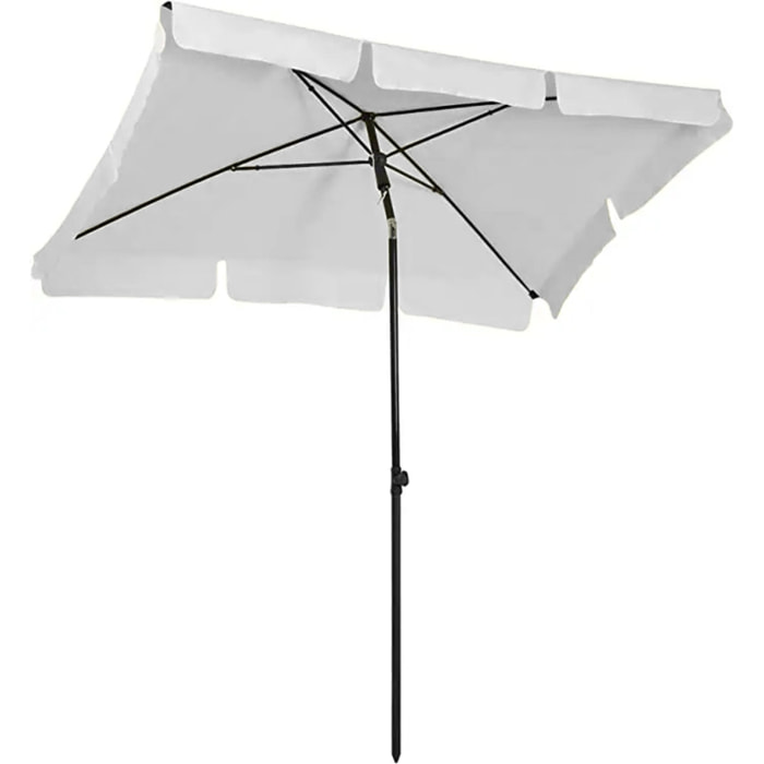 Ombrellone Rettangolare Da Giardino Parasole Balcone Inclinazione Regolabile Anti UV Impermeabile Per Mare Spiaggia Piscina Terrazzo 198x125 Cm Bianco
