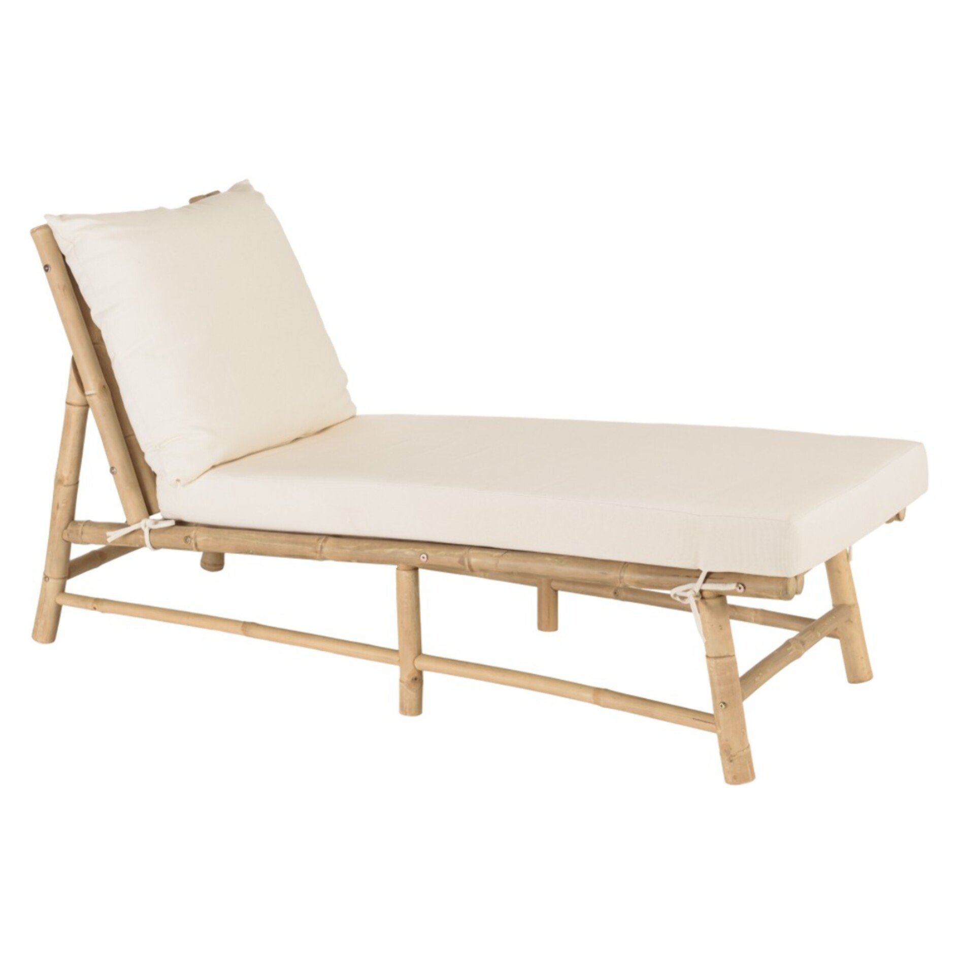 VITAL - Bain de soleil en bambou avec coussins couleur crème