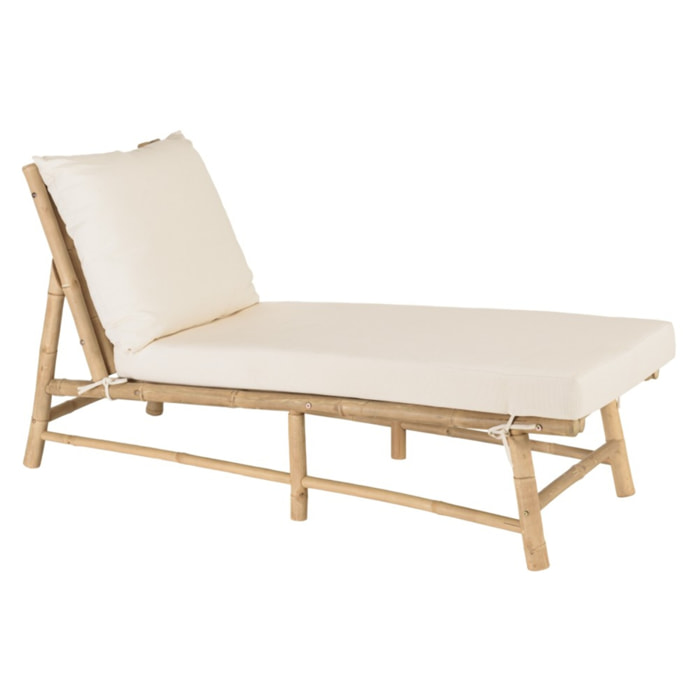 VITAL - Bain de soleil en bambou avec coussins couleur crème