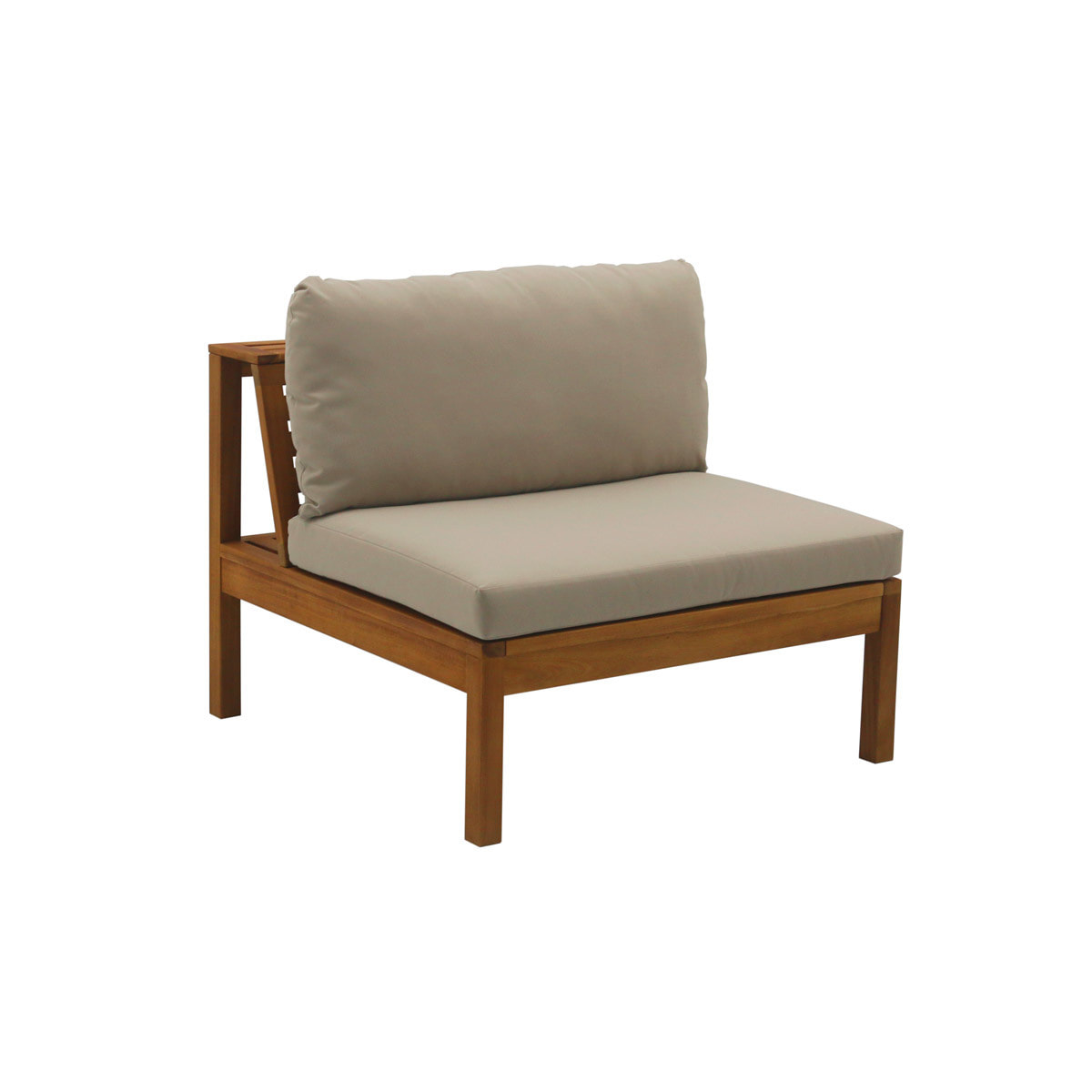 Salon de jardin d'angle 6 places en bois massif avec coussins déhoussables taupe BELIZE