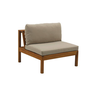 Salon de jardin d'angle 6 places en bois massif avec coussins déhoussables taupe BELIZE