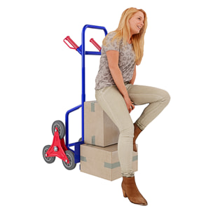 Carrello A Mano Montascale Portapacchi Portata Max 200 Kg Carrellino Pieghevole Acciaio Tubolare Ruote In Gomma Trasporto Pacchi 112 x 61 x 44 Cm Blu