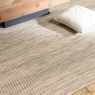 QUENTIN - Tapis rect. 160x230cm en laine tissée couleur blanc et kaki