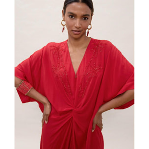 Abito midi in lino annodato