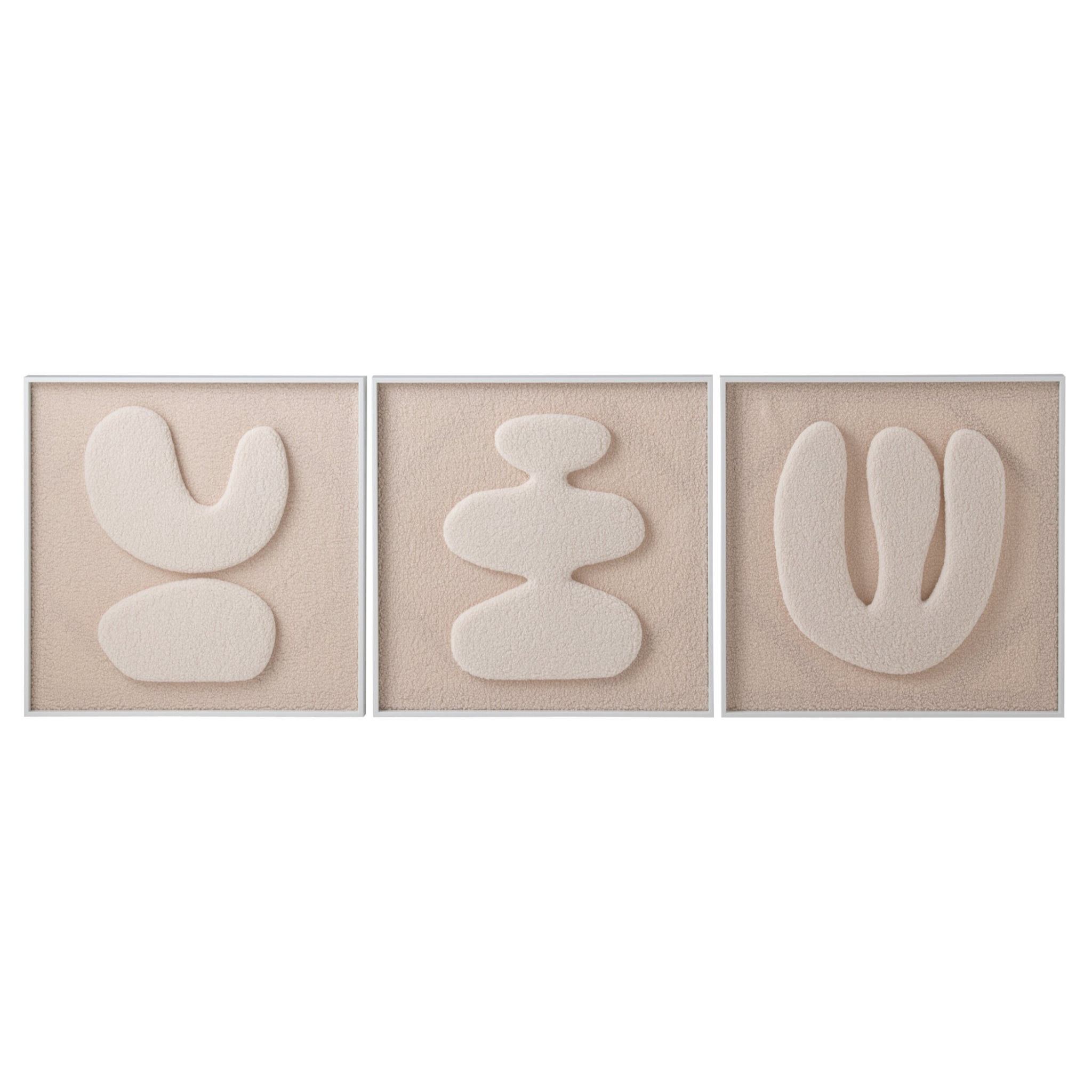 J-Line tableaux - MDF - écru/blanc - assortiment de 3